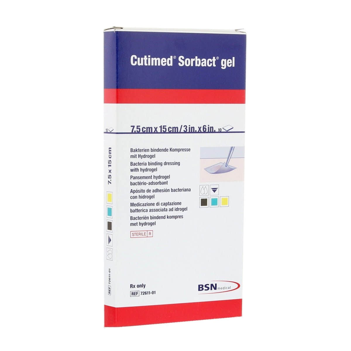 Cutimed Sorbact Sterile Hydrogel Dressing, 3 x 6 Inch - 811942_BX - 1