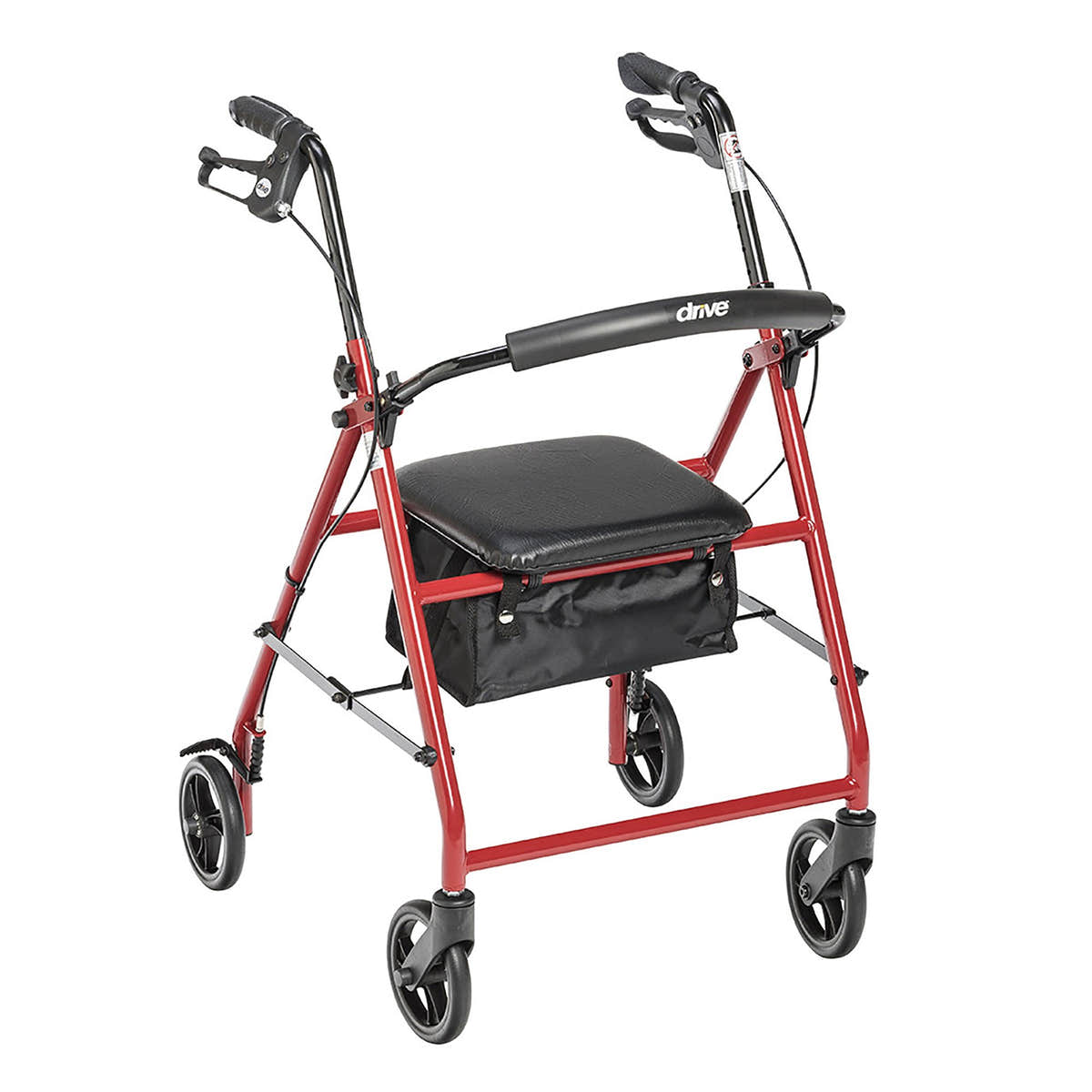 drive Steel 4 Wheel Rollator, Red -Each