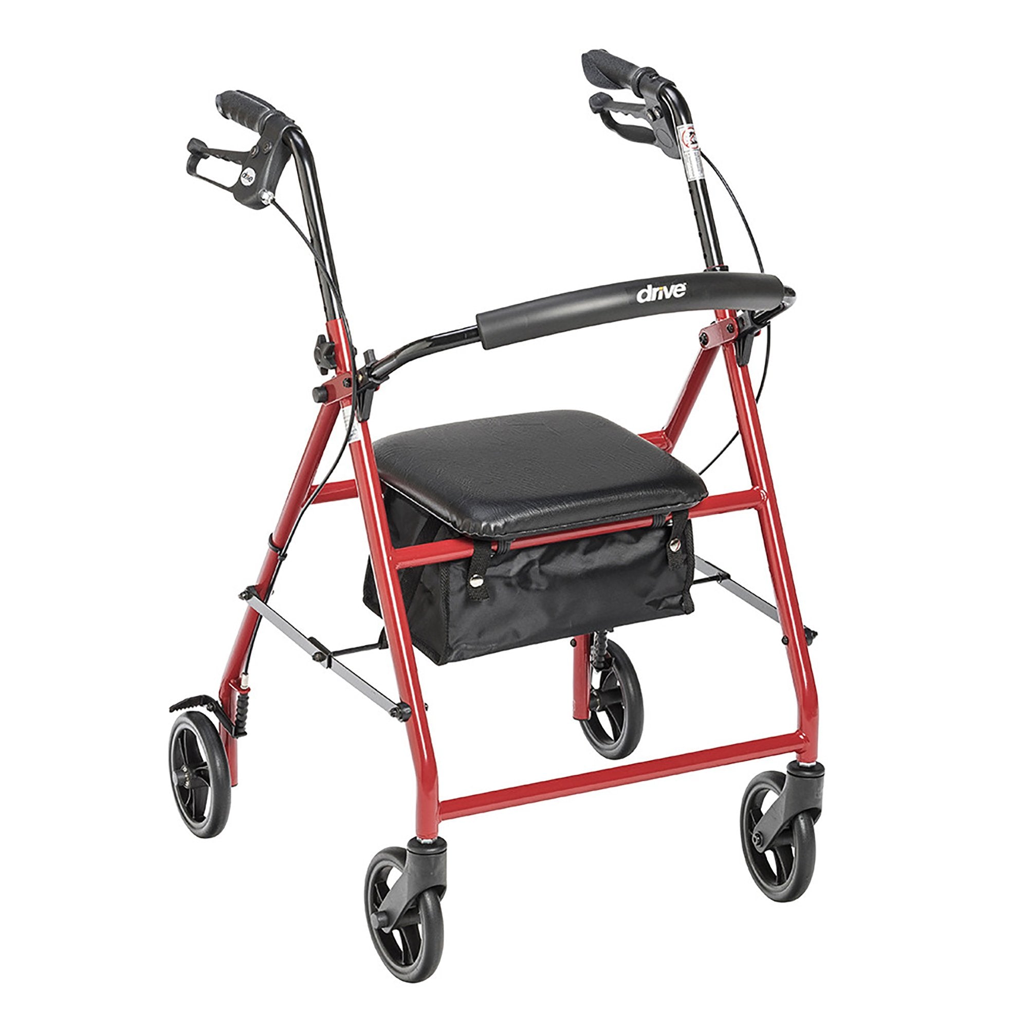 drive Steel 4 Wheel Rollator, Red -Each