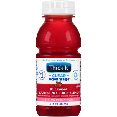 Thick-It Clear Advantage Nectar Consistency Thickened Beverage, Cranberry, 8 oz. Bottle -Case of 24
