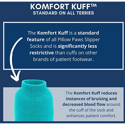 Pillow Paws Ankle High Double Imprint Terries Slipper Socks, 3X-Large -Case of 48