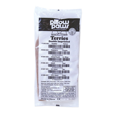 Pillow Paws Ankle High Double Imprint Terries Slipper Socks, X-Large -Case of 48