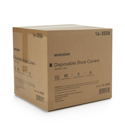 McKesson Shoe Covers, 2X-Large, Nonskid Sole, Blue -Box of 1