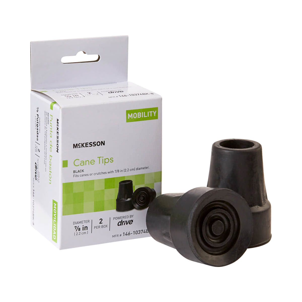 McKesson Cane / Crutch Tip, 7/8 Inch Diameter -1 Pair