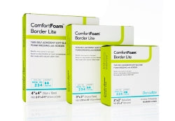 ComfortFoam Border Lite Silicone Adhesive with Border Thin Silicone Foam Dressing -3 X 3 Inch
