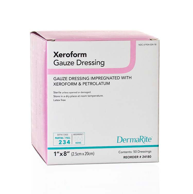 DermaRite Xeroform Gauze Impregnated Dressing, 1 x 8 Inch - 946774_BX - 1
