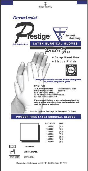 DermAssist Prestige DHD Latex Standard Cuff Length Surgical Glove, Ivory - 812532_BX - 2