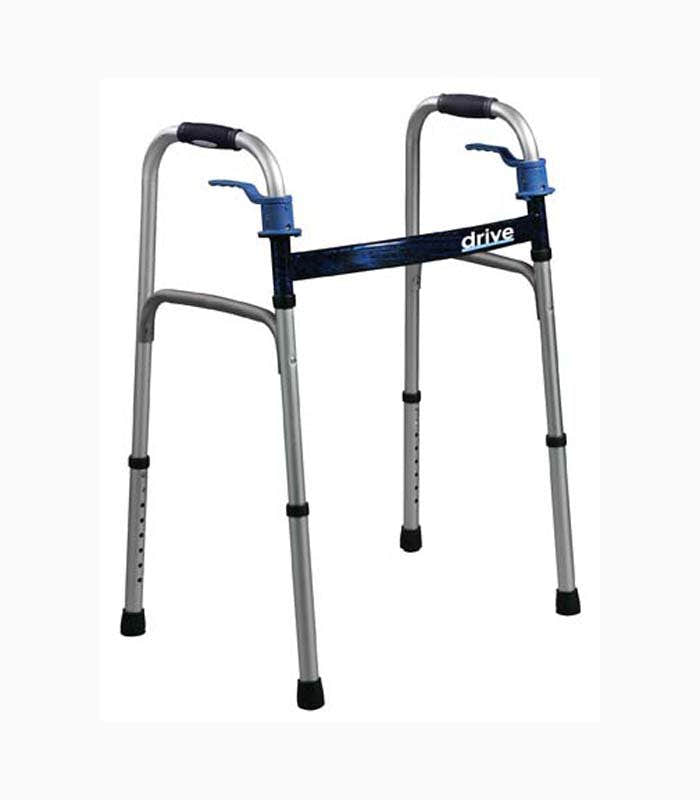 drive Deluxe Aluminum Dual Release Folding Walker with Wheels - 752488_CS - 2