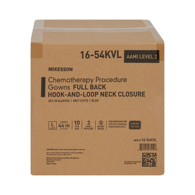McKesson Full Back Chemotherapy Procedure Gown, Large -Bag of 10