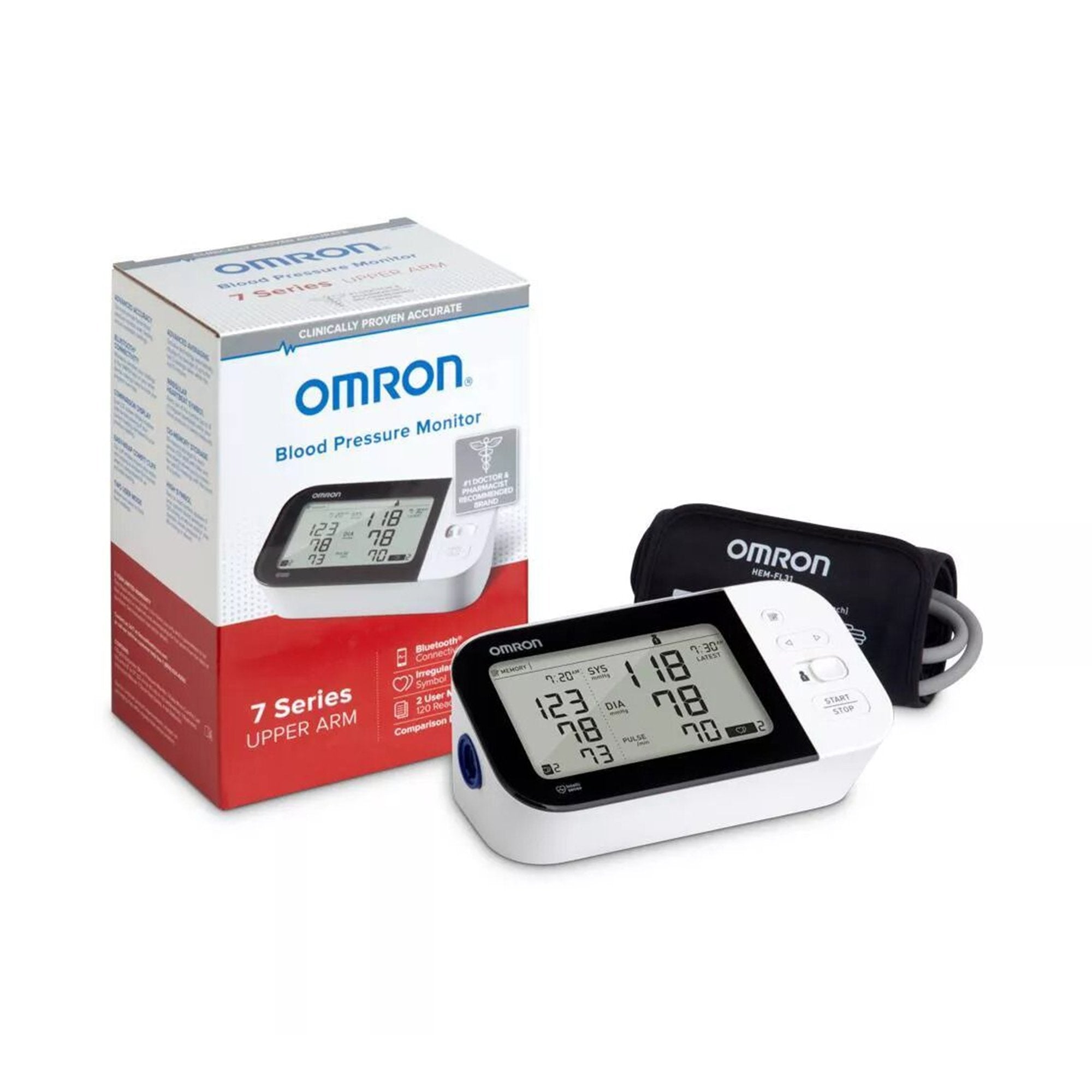 Omron 7 Series Digital Blood Pressure Monitoring Unit for Home Use, Adult Cuff -Each