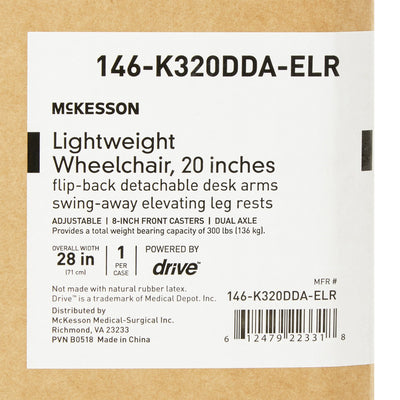 McKesson Lightweight Wheelchair Swing-Away Elevating Legrest, 20-Inch Seat Width -Each