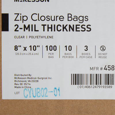 McKesson Zip Closure Bag, 8 X 10 Inches -Box of 10