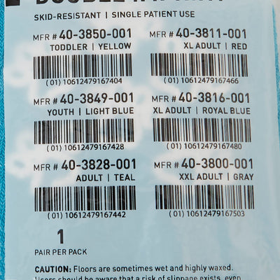 McKesson Terries Adult Slipper Socks Skid-Resistant Tread Sole and Top, Small, Teal -Case of 48