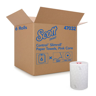 Scott Control Slimroll White Paper Towel, 8 Inch x 580 Foot, 6 Rolls per Case -Case of 6