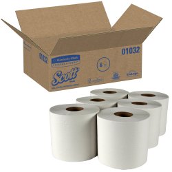 Scott Essential White Paper Towel, 6 Rolls per Case -Case of 6