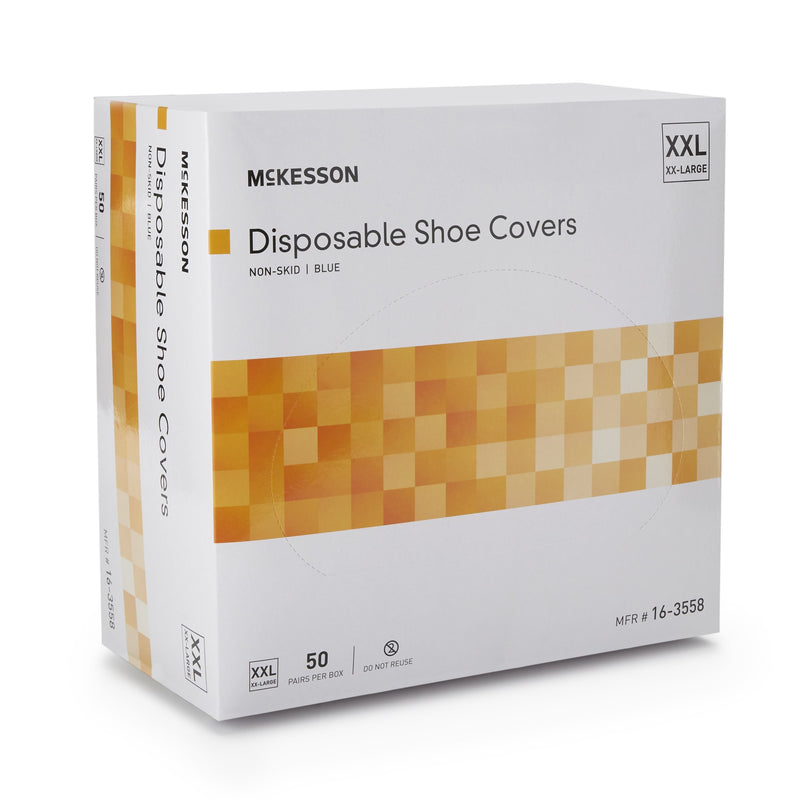 McKesson Shoe Covers, 2X-Large, Nonskid Sole, Blue -Box of 1