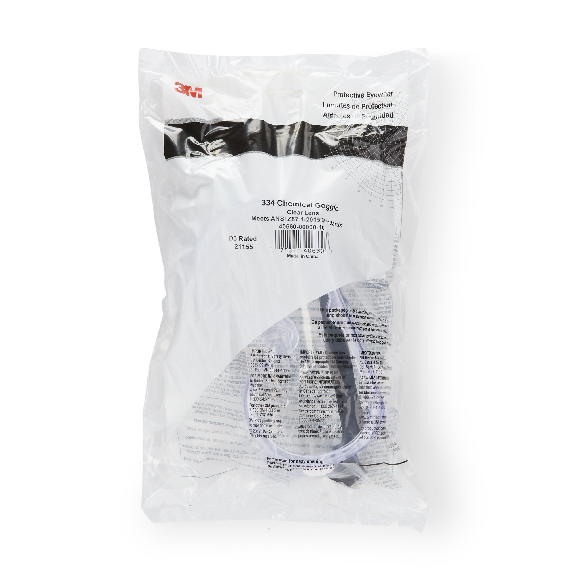 3M Chemical Splash Goggles -Box of 10