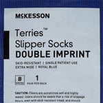 McKesson Terries Adult Slipper Socks Skid-Resistant Tread Sole and Top, Bariatric / X-Wide, Royal Blue -Case of 48