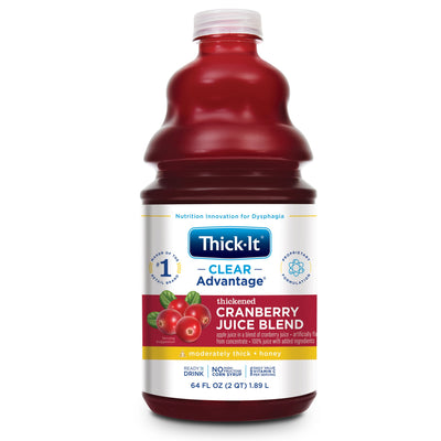 Thick-It Clear Advantage Honey Consistency Thickened Beverage, Cranberry, 64 oz. Bottle -Case of 4