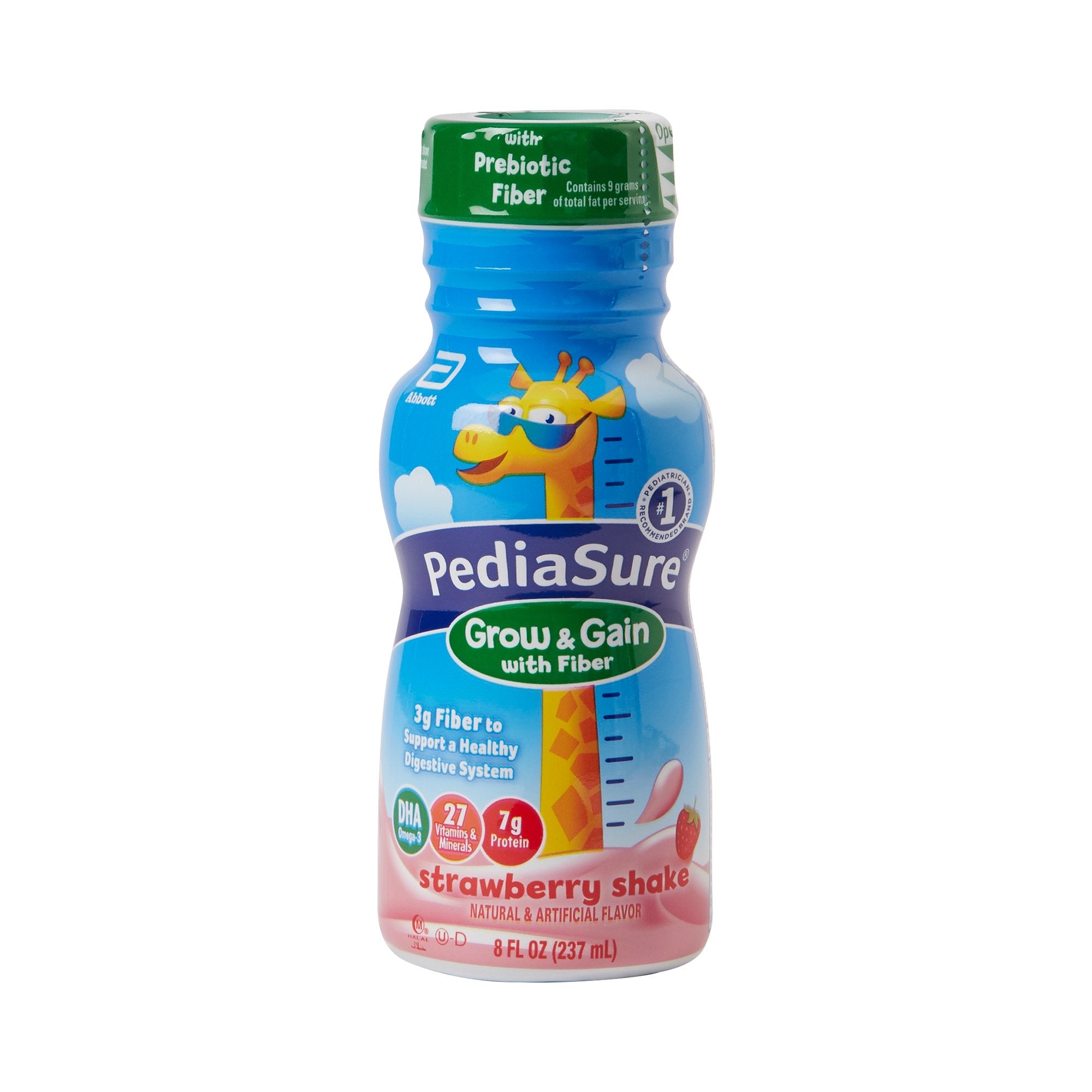 PediaSure Grow & Gain with Fiber Pediatric Oral Supplement, Strawberry, 8 oz. Bottle -Case of 24