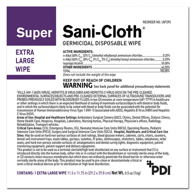 Super Sani-Cloth Surface Disinfectant Wipe, X-Large Individual Packet -Case of 150