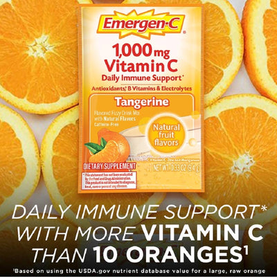 Emergen-C Vitamin C Powder, Tangerine, 0.3 oz. Packet -Box of 30