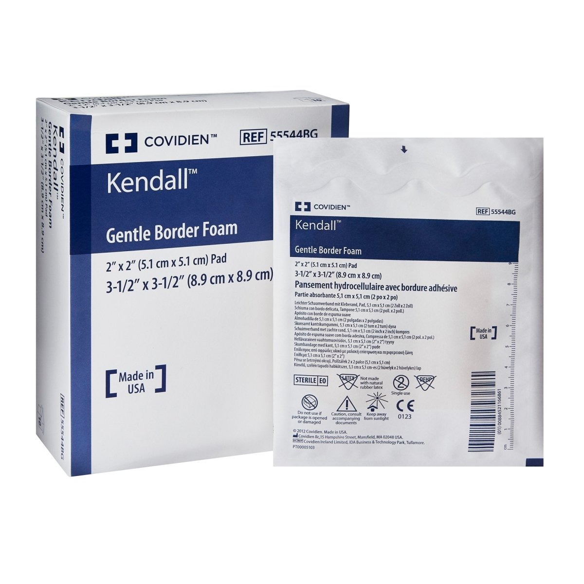 Kendall Border Foam Gentle Adhesion Silicone Adhesive with Border Silicone Foam Dressing, 3½ x 3½ Inch - 913656_CS - 1