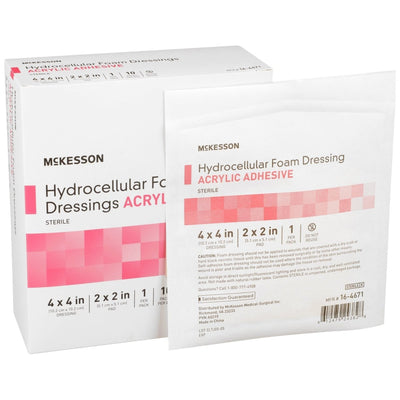 McKesson Acrylic Adhesive with Border Foam Dressing, 4 x 4 Inch - 1138281_BX - 1