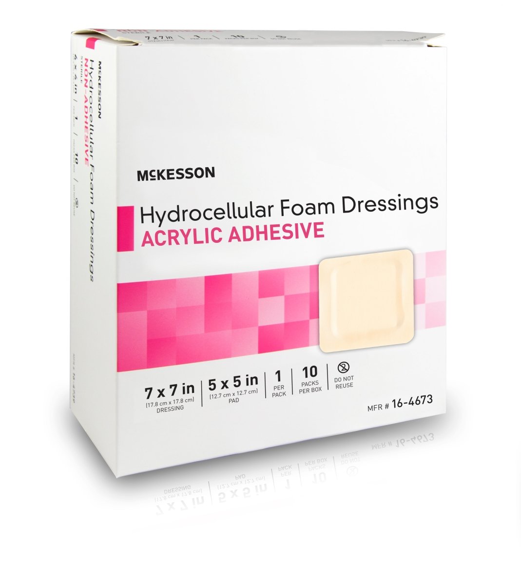 McKesson Acrylic Adhesive with Border Foam Dressing, 7 x 7 Inch - 1138301_BX - 1