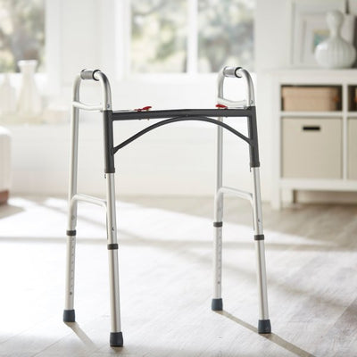 McKesson Aluminum Folding Walker, 32 – 39 Inch Height - 1128907_EA - 2