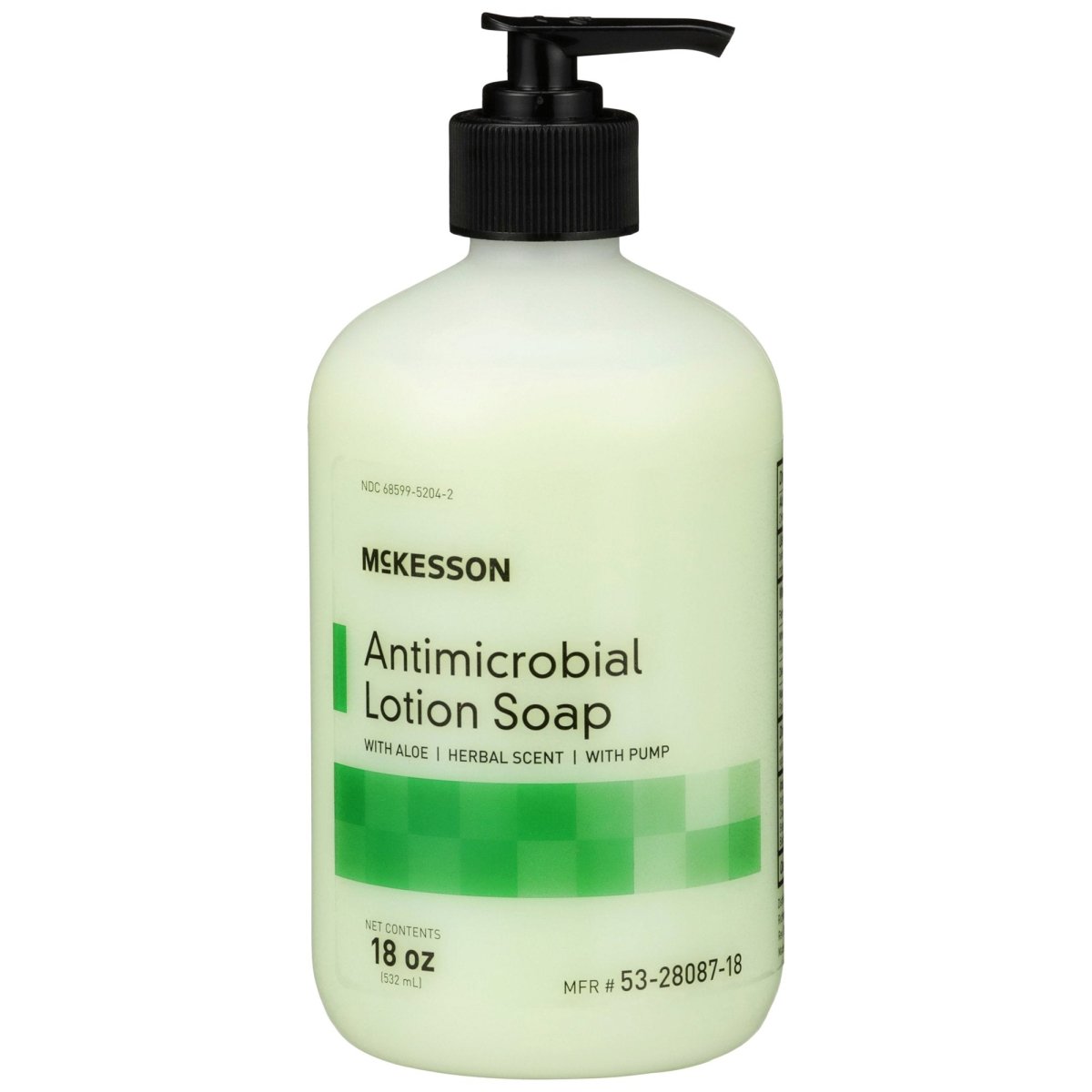 McKesson Antimicrobial Lotion Soap, Herbal Scent, 18 oz, Pump Bottle, Green, 0.95% Strength - 937908_EA - 2