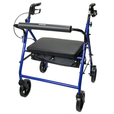 McKesson Bariatric Folding 4-Wheel Rollator, Blue - 1065270_EA - 1