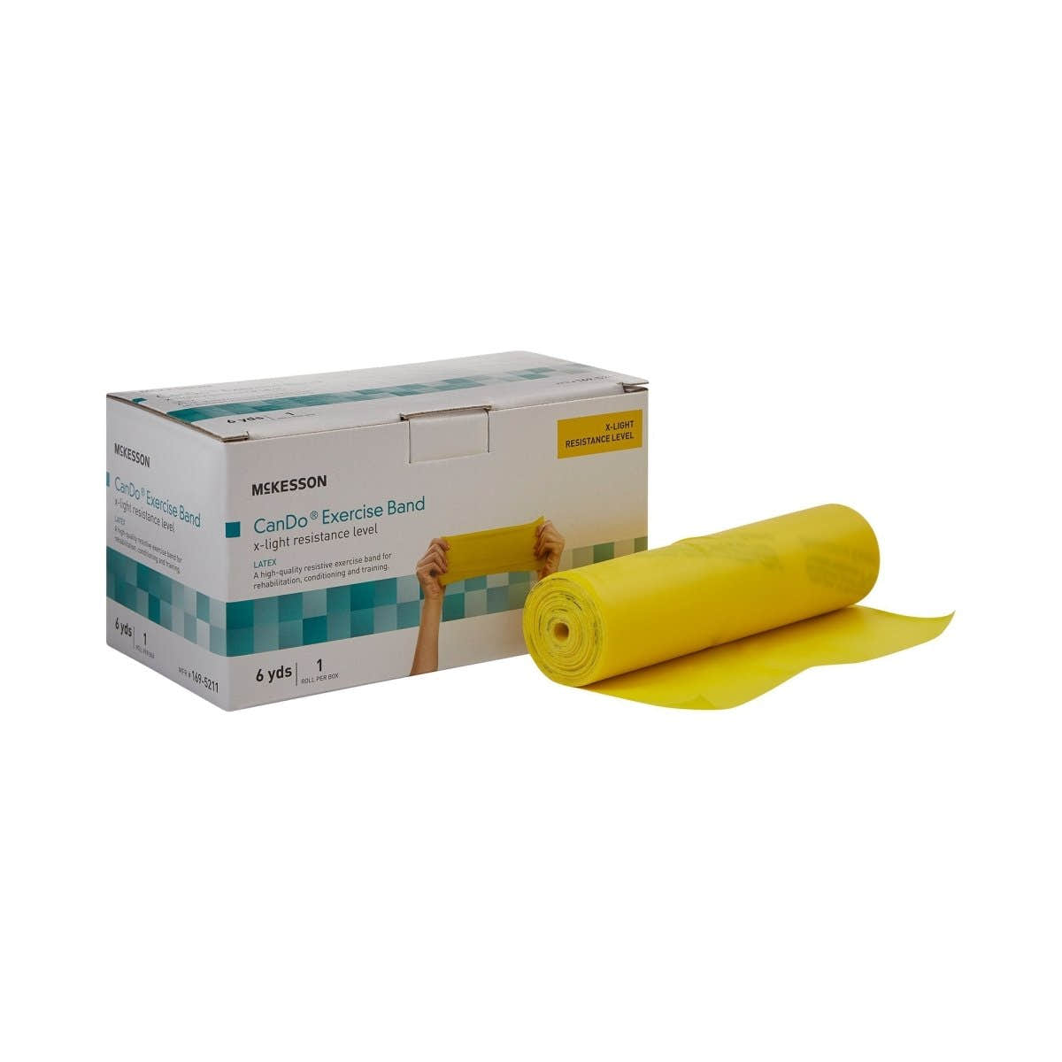 McKesson CanDo Extra-Light Exercise Resistance Band, Yellow, 5 Inch x 6 Yard - 1073317_EA - 1
