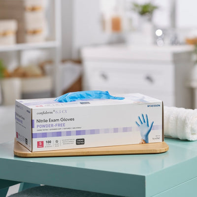 McKesson Confiderm 6.5CX Extended Cuff Nitrile Exam Gloves - 921609_BX - 5