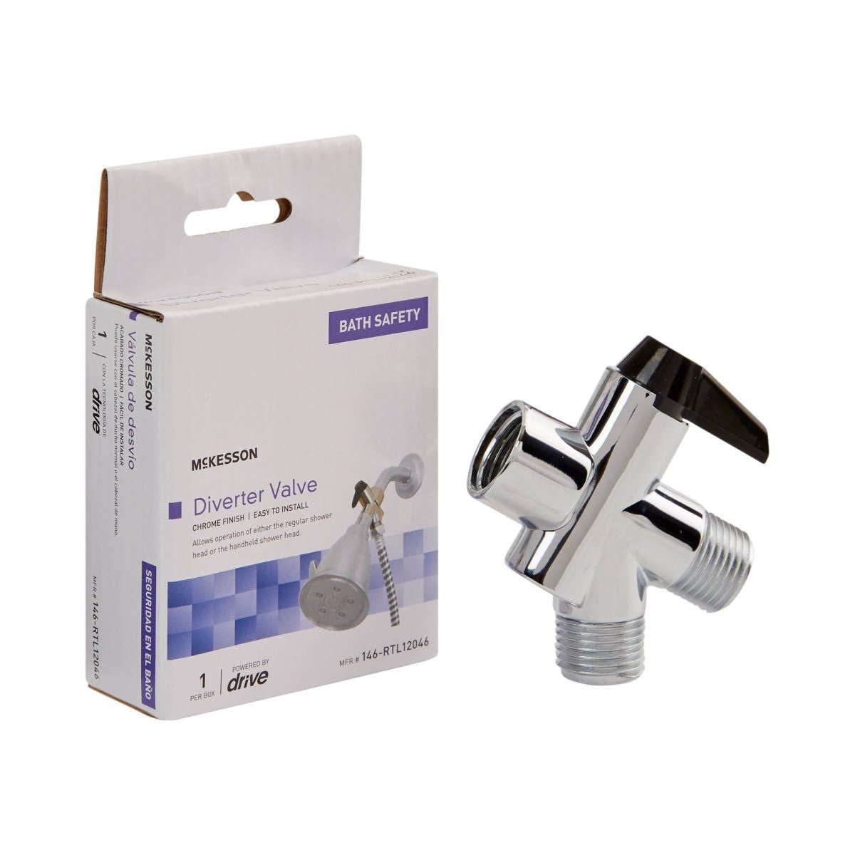 Mckesson Diverter Valve For Handheld Shower Spray Or Shower Massager - 1103374_CS - 1
