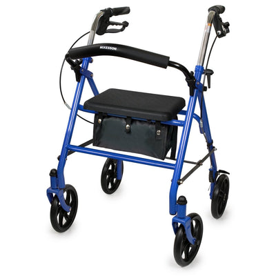 McKesson Folding Steel 4-Wheel Rollator, Blue - 1065269_EA - 1