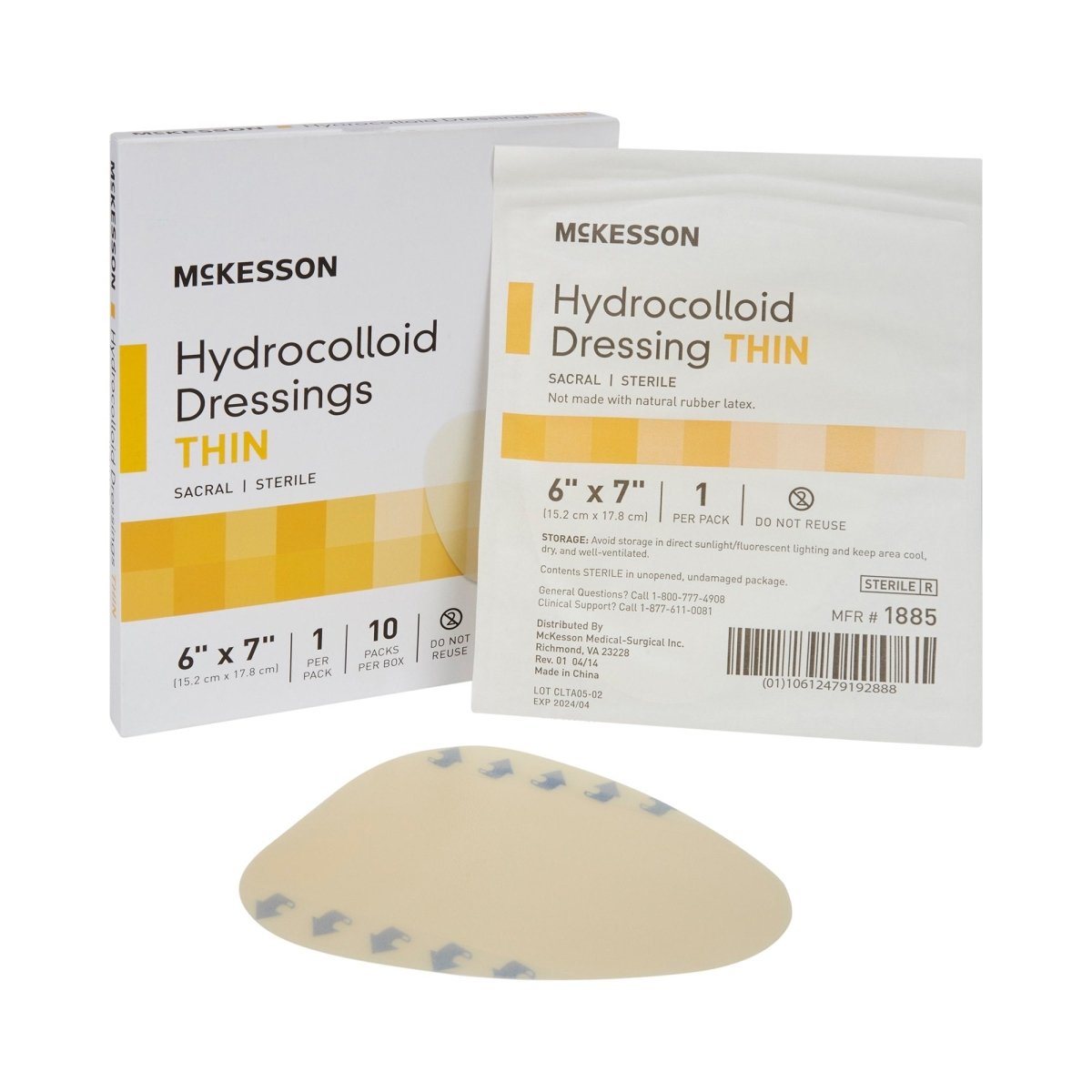McKesson Hydrocolloid Dressing, 6 x 7 Inch Sacral - 882986_BX - 1