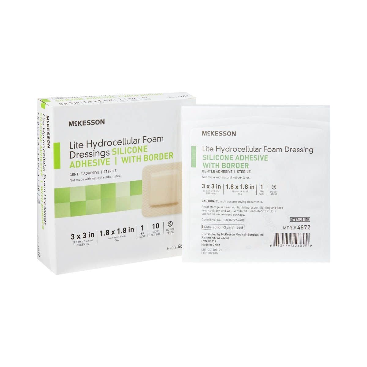 McKesson Lite Silicone Gel Adhesive with Border Thin Silicone Foam Dressing, 3 x 3 Inch - 1083089_BX - 1