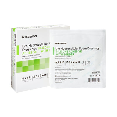 McKesson Lite Silicone Gel Adhesive with Border Thin Silicone Foam Dressing, 4 x 4 Inch - 1083090_BX - 1
