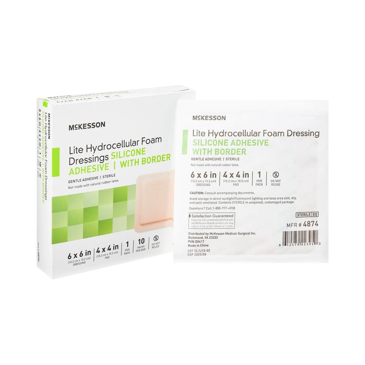 McKesson Lite Silicone Gel Adhesive with Border Thin Silicone Foam Dressing, 6 x 6 Inch - 1083091_BX - 1