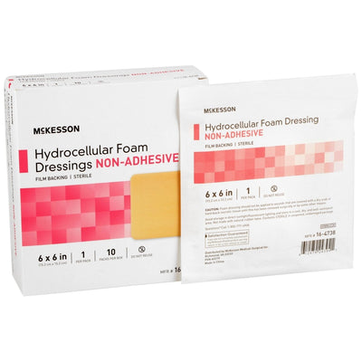 McKesson Nonadhesive without Border Foam Dressing, 6 x 6 Inch - 1138303_BX - 1