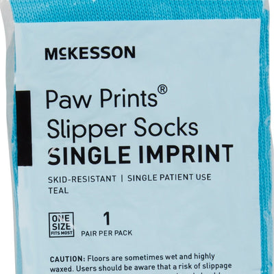 McKesson Paw Prints Slipper Socks, Aqua - 475019_PR - 15
