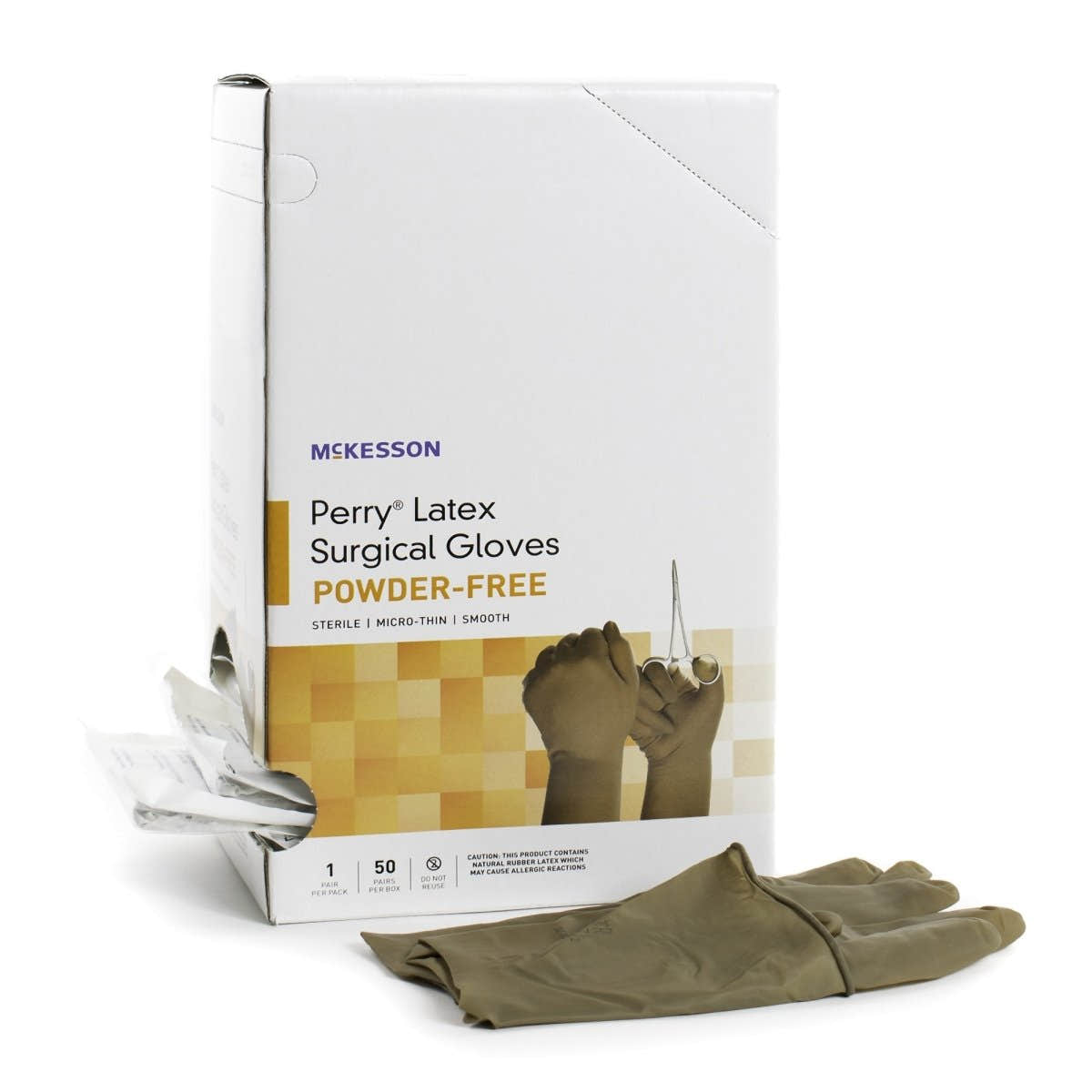 McKesson Perry Latex Standard Cuff Length Surgical Glove, Brown - 1044729_BX - 2
