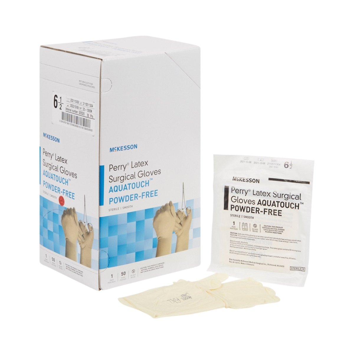 Mckesson Perry Performance Plus Aquatouch Latex Surgical Gloves - 1044713_BX - 1