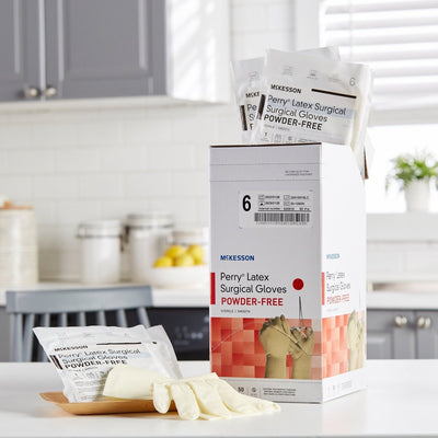 McKesson Perry Performance Plus Latex Standard Cuff Length Surgical Glove, Cream - 1044703_BX - 2