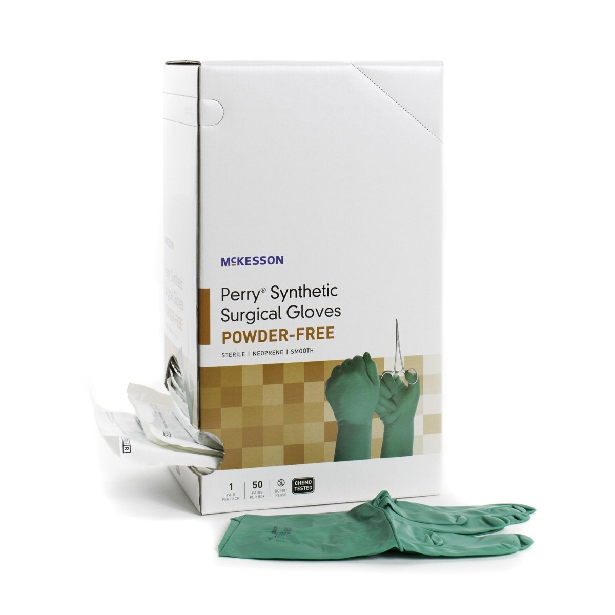 McKesson Perry Polychloroprene Standard Cuff Length Surgical Glove, Dark Green - 1044736_BX - 1
