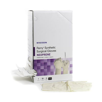 McKesson Perry Synthetic Surgical Gloves Polychloroprene Standard Cuff Length Surgical Glove, Cream - 1044744_BX - 2