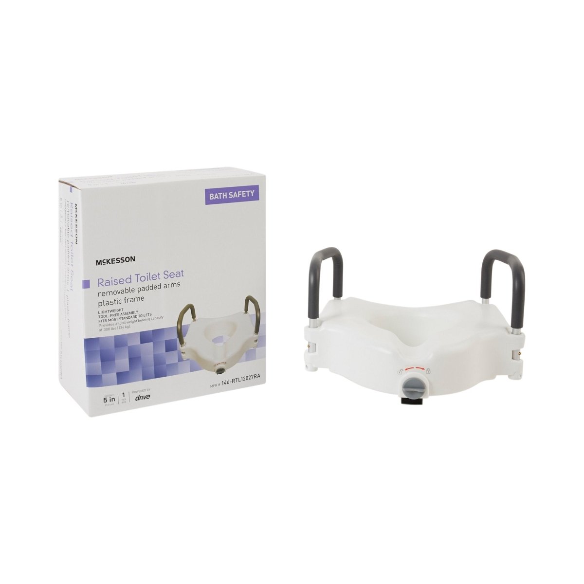 McKesson Raised Toilet Seat, 5-Inch Height, White - 1065229_EA - 1