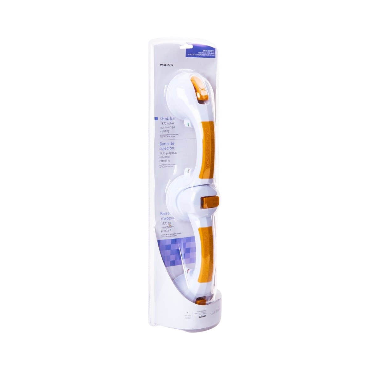 McKesson Rotating Suction-Cup Grab Bar, White/Yellow Plastic - 1103383_CS - 1