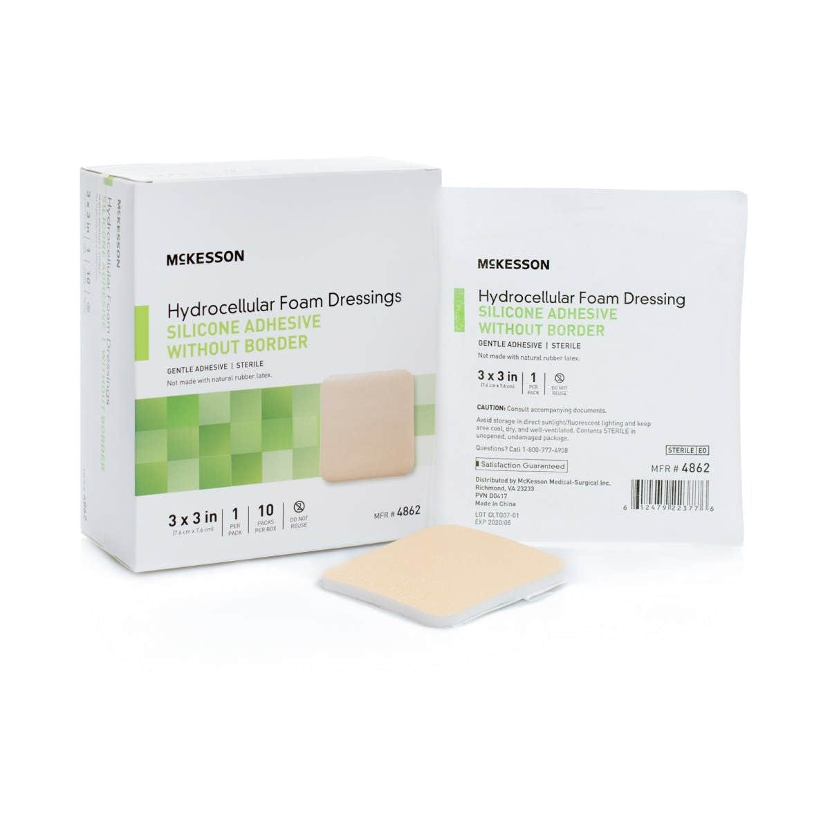 McKesson Silicone Gel Adhesive without Border Silicone Foam Dressing, 3 x 3 Inch - 1083085_BX - 1